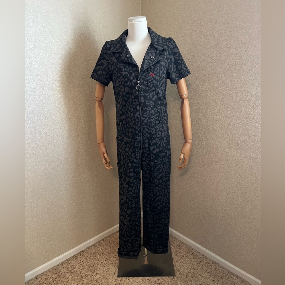 Women's Black Leopard Print Jumpsuit